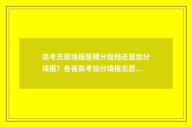 高考志愿填报是裸分投档还是加分填报？各省高考加分填报志愿攻略 高考志愿如何正确填报