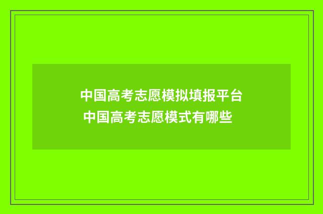 中国高考志愿模拟填报平台 中国高考志愿模式有哪些