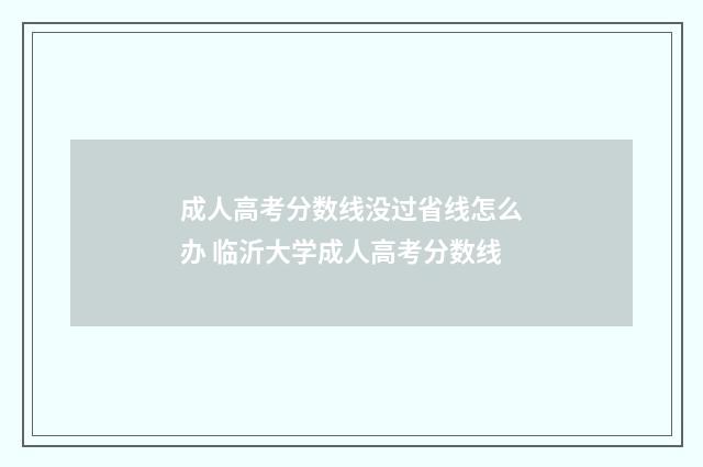 成人高考分数线没过省线怎么办 临沂大学成人高考分数线