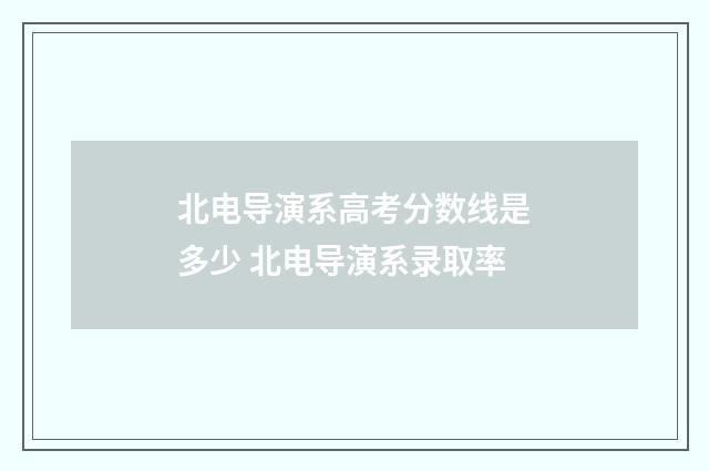 北电导演系高考分数线是多少 北电导演系录取率