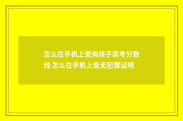 怎么在手机上查询孩子高考分数线 怎么在手机上查无犯罪证明