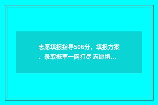志愿填报指导506分，填报方案、录取概率一网打尽 志愿填报指导师证书什么时候考试