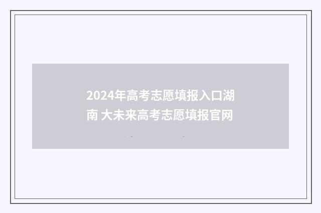 2024年高考志愿填报入口湖南 大未来高考志愿填报官网