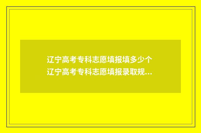 辽宁高考专科志愿填报填多少个 辽宁高考专科志愿填报录取规则?