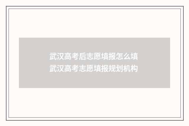 武汉高考后志愿填报怎么填 武汉高考志愿填报规划机构
