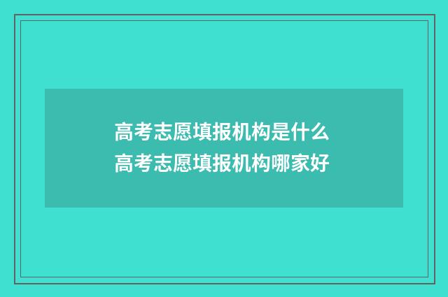 高考志愿填报机构是什么 高考志愿填报机构哪家好