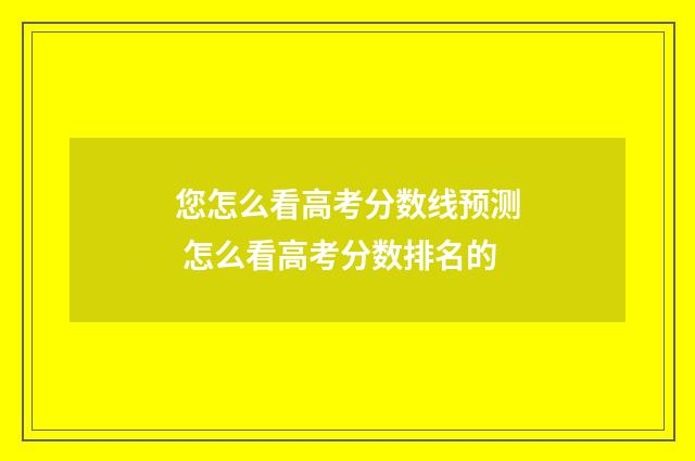 您怎么看高考分数线预测 怎么看高考分数排名的