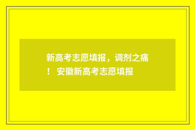 新高考志愿填报，调剂之痛！ 安徽新高考志愿填报