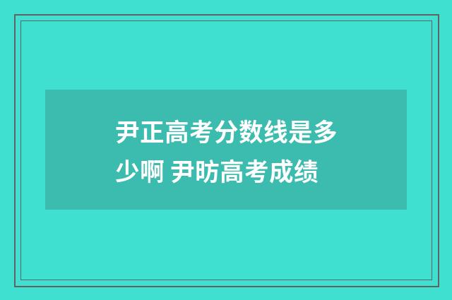 尹正高考分数线是多少啊 尹昉高考成绩