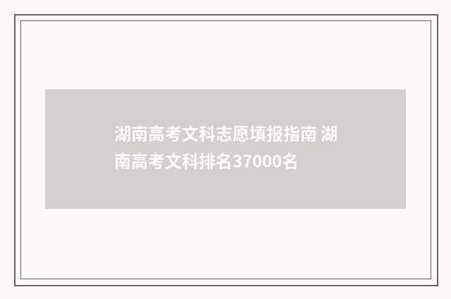 湖南高考文科志愿填报指南 湖南高考文科排名37000名