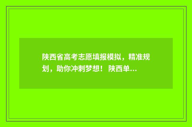 陕西省高考志愿填报模拟，精准规划，助你冲刺梦想！ 陕西单招可以报几个志愿