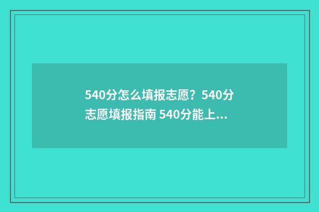540分怎么填报志愿？540分志愿填报指南 540分能上什么