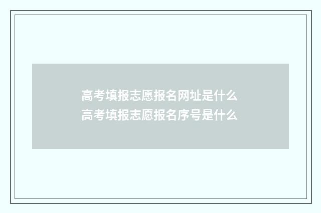 高考填报志愿报名网址是什么 高考填报志愿报名序号是什么