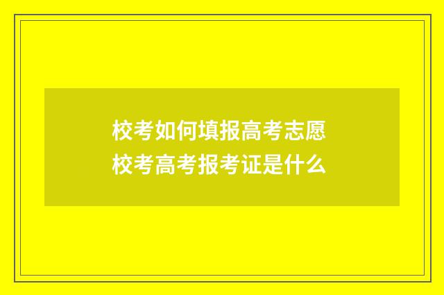 校考如何填报高考志愿 校考高考报考证是什么