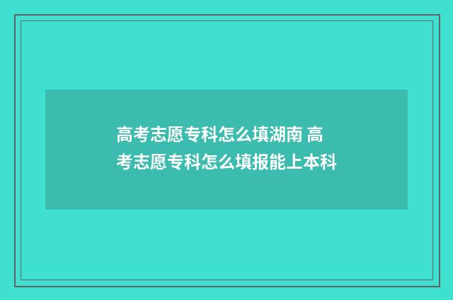 高考志愿专科怎么填湖南 高考志愿专科怎么填报能上本科