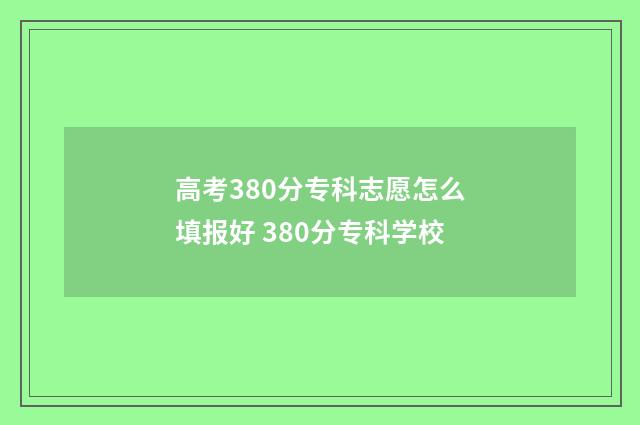 高考380分专科志愿怎么填报好 380分专科学校