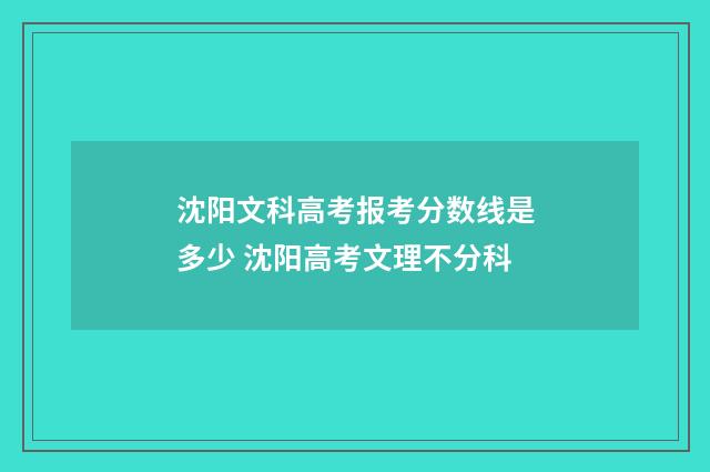 沈阳文科高考报考分数线是多少 沈阳高考文理不分科