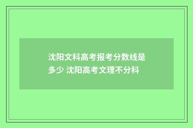 沈阳文科高考报考分数线是多少 沈阳高考文理不分科
