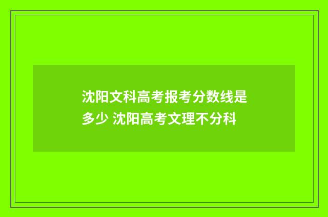 沈阳文科高考报考分数线是多少 沈阳高考文理不分科