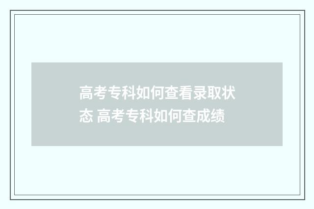 高考专科如何查看录取状态 高考专科如何查成绩