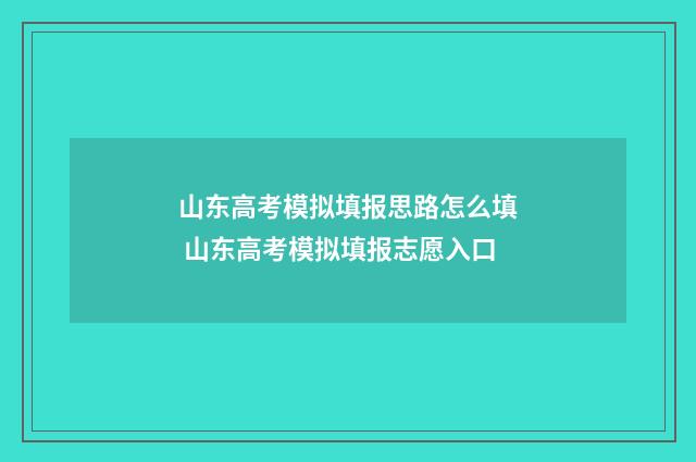 山东高考模拟填报思路怎么填 山东高考模拟填报志愿入口