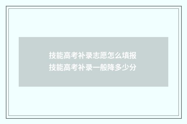 技能高考补录志愿怎么填报 技能高考补录一般降多少分