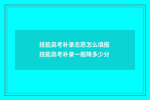 技能高考补录志愿怎么填报 技能高考补录一般降多少分