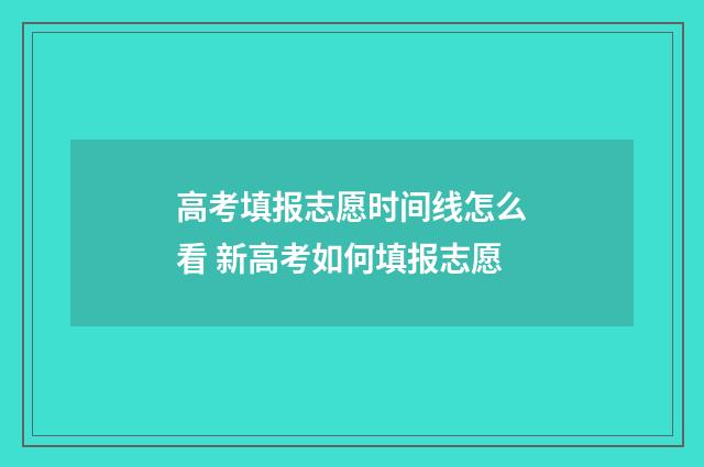 高考填报志愿时间线怎么看 新高考如何填报志愿