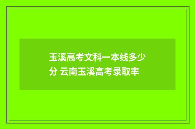玉溪高考文科一本线多少分 云南玉溪高考录取率