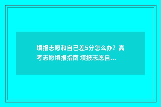 填报志愿和自己差5分怎么办？高考志愿填报指南 填报志愿自己填好还是花钱填报好
