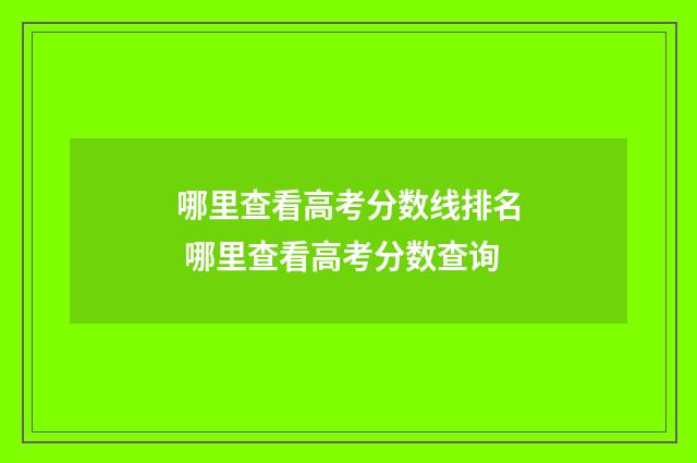 哪里查看高考分数线排名 哪里查看高考分数查询