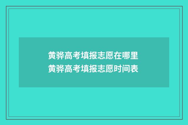 黄骅高考填报志愿在哪里 黄骅高考填报志愿时间表