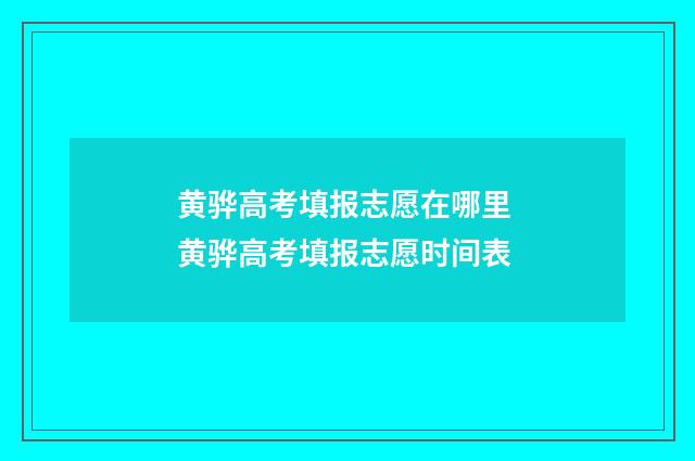 黄骅高考填报志愿在哪里 黄骅高考填报志愿时间表