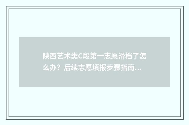 陕西艺术类C段第一志愿滑档了怎么办？后续志愿填报步骤指南 陕西艺术类c段文科院校