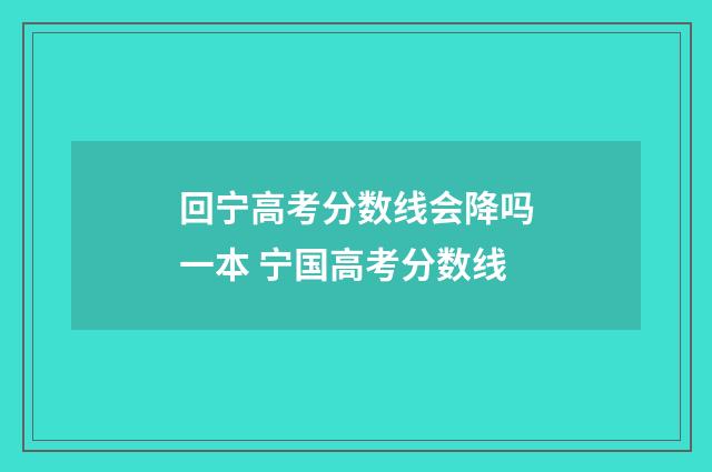 回宁高考分数线会降吗一本 宁国高考分数线