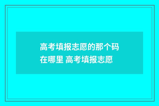 高考填报志愿的那个码在哪里 高考填报志愿