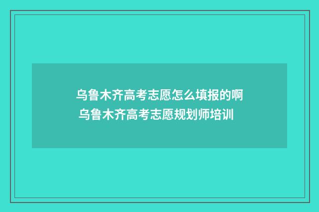 乌鲁木齐高考志愿怎么填报的啊 乌鲁木齐高考志愿规划师培训