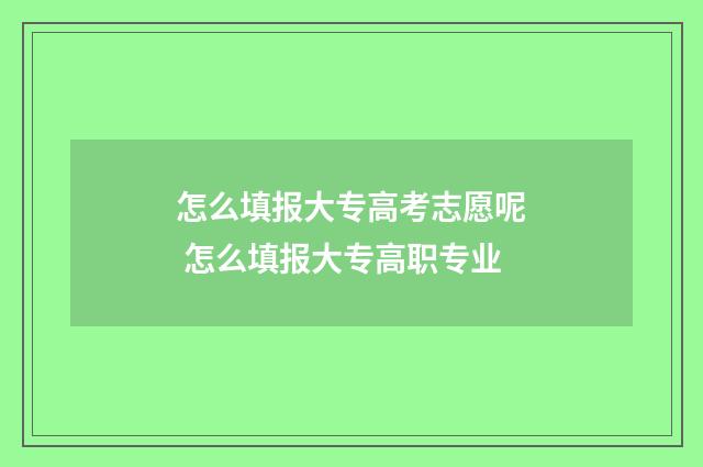 怎么填报大专高考志愿呢 怎么填报大专高职专业
