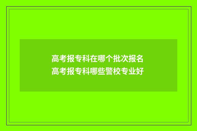 高考报专科在哪个批次报名 高考报专科哪些警校专业好