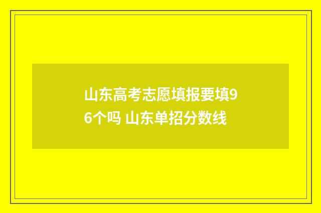 山东高考志愿填报要填96个吗 山东单招分数线