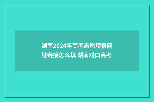 湖南2024年高考志愿填报网址链接怎么填 湖南对口高考