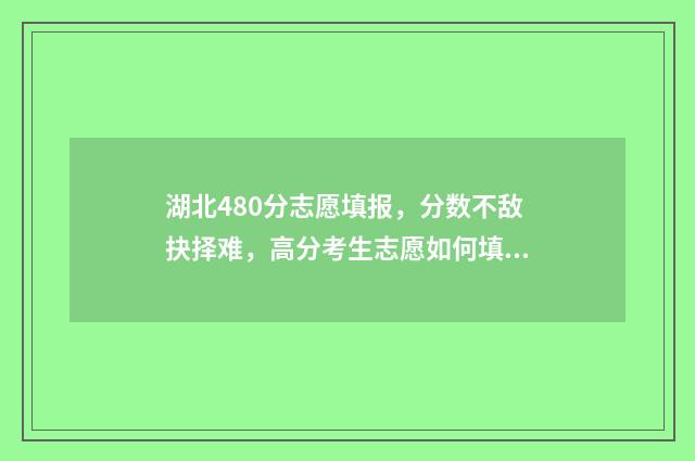 湖北480分志愿填报，分数不敌抉择难，高分考生志愿如何填？ 湖北高考480分
