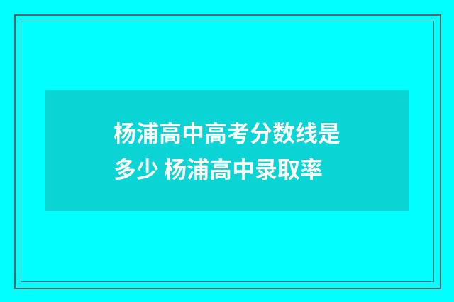 杨浦高中高考分数线是多少 杨浦高中录取率