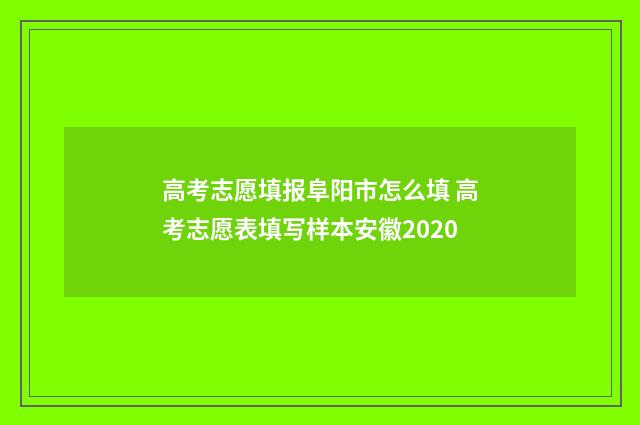 高考志愿填报阜阳市怎么填 高考志愿表填写样本安徽2020