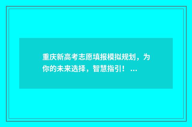 重庆新高考志愿填报模拟规划，为你的未来选择，智慧指引！ 重庆新高考志愿填报表样表
