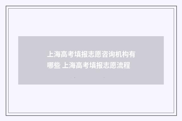 上海高考填报志愿咨询机构有哪些 上海高考填报志愿流程