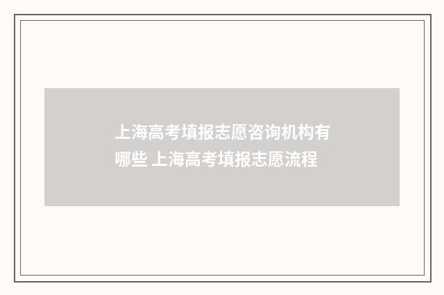 上海高考填报志愿咨询机构有哪些 上海高考填报志愿流程