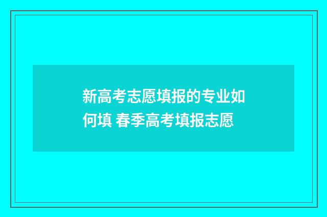 新高考志愿填报的专业如何填 春季高考填报志愿