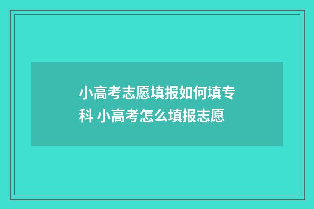 小高考志愿填报如何填专科 小高考怎么填报志愿