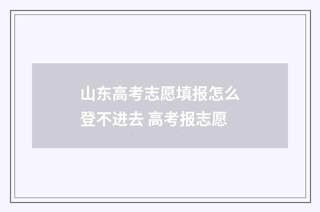 山东高考志愿填报怎么登不进去 高考报志愿